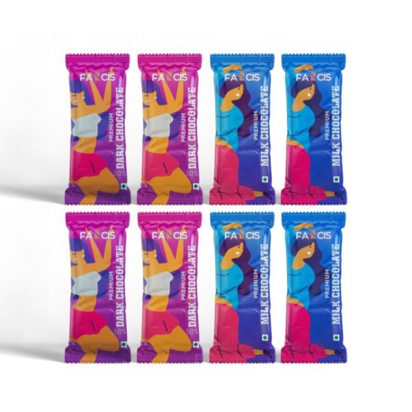 Fancis Chocolates | Pack of 8 | 360g | Milk Chocolate | Dark Chocolate 50%