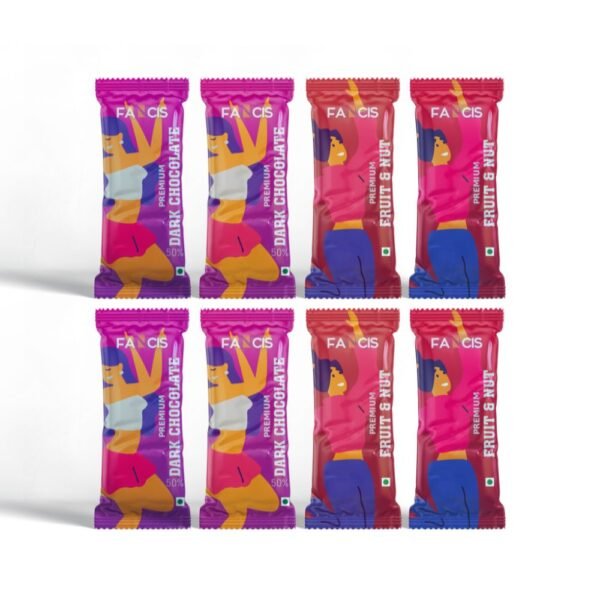 Fancis Chocolates | Pack of 8 | 360g | Dark Chocolate 50% | Fruit & Nuts